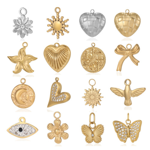 Cross-Border European and American Fashion Irregular Stainless Steel Sun Butterfly Starfish Vacuum Electroplating DIY Accessories Jewelry Wholesale
