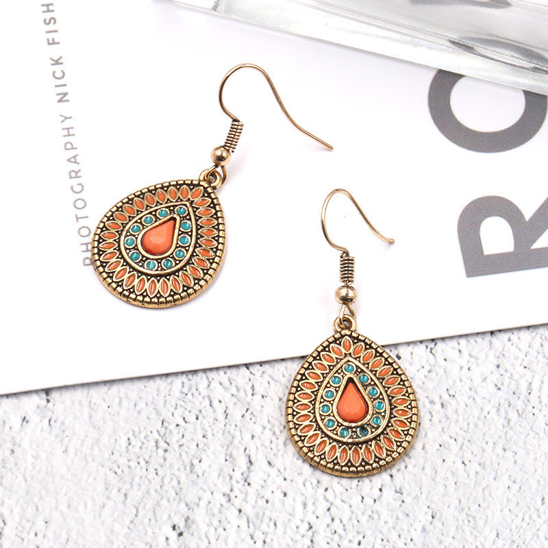 Exaggerated Exotic Style Long Earrings Creative Geometric Water Drop Alloy Oil Drop Tassel Earrings Vintage Ear Jewelry
