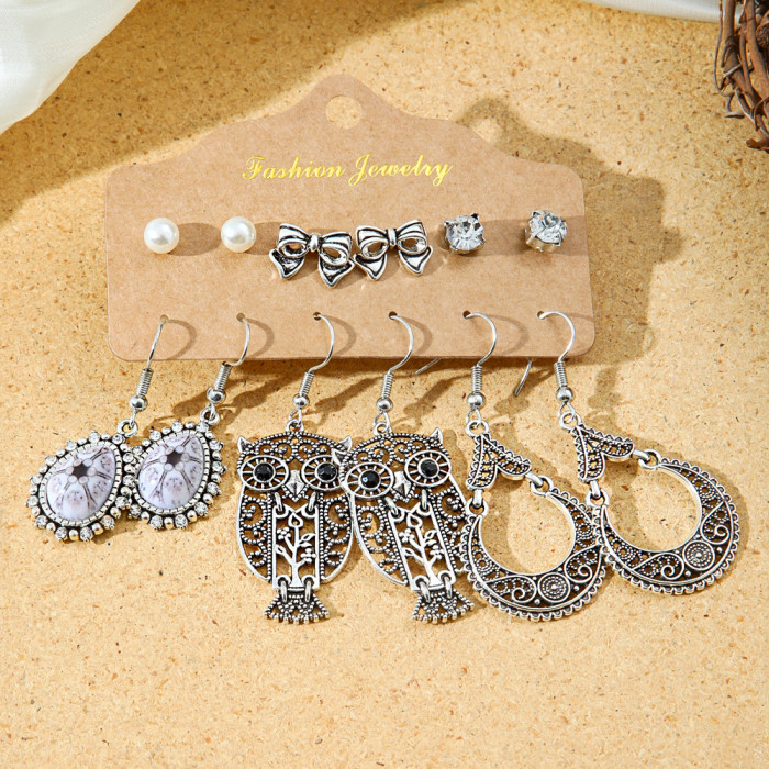 Amazon Hot Sale Bohemian Fashion Textured Metal Earrings Studs Wholesale Ethnic Vacation Style Versatile Earrings
