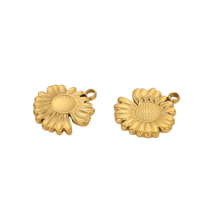 Stainless Steel Multi-style Jewelry Accessories DIY Handmade Flower Leaf Round Small Pendant Jewelry Accessories