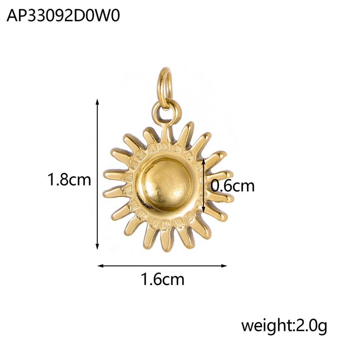 Sun Moon Retro Pattern Coin Sun Necklace Mid-Length Sweater Chain Titanium Steel 18K Gold Plated Dropshipping