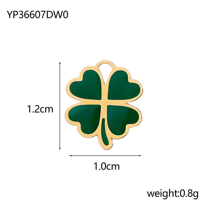 Fashion Light Luxury Stainless Steel Inlaid Zircon Lucky Four-Leaf Flower Pendant DIY Bracelet Necklace Flower Connec...