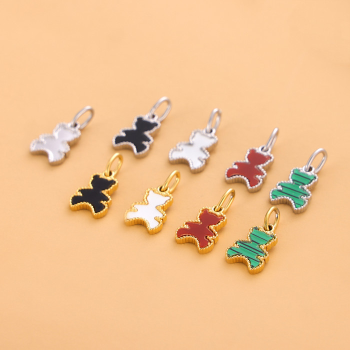 Cross-Border Hot-Selling DIY Jewelry Accessories Cute Bear Stainless Steel Vacuum Electroplating Non-Fading Personalized Accessories Wholesale