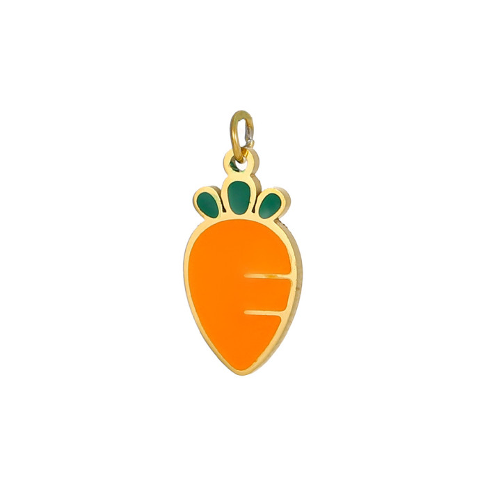 Mini DIY Fruit Pendant Pineapple Strawberry Cherry Apple Watermelon Stainless Steel Pendant Bracelet Necklace Accesso...