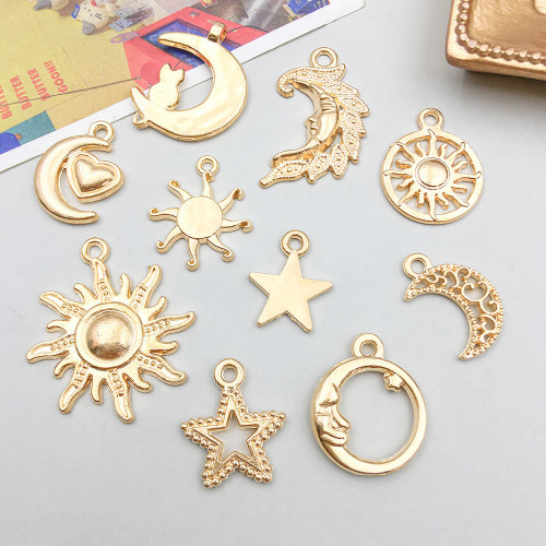 Cross-Border Hot Selling Retro Titanium Steel Sun Moon Small Pendant DIY Jewelry Necklace Bracelet Accessories Pendant