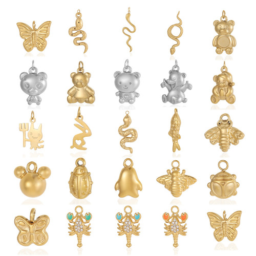 European and American Cross-Border Hot Selling DIY Stainless Steel Butterfly Bee Pendant Accessories Hanging Ornaments Jewelry Wholesale