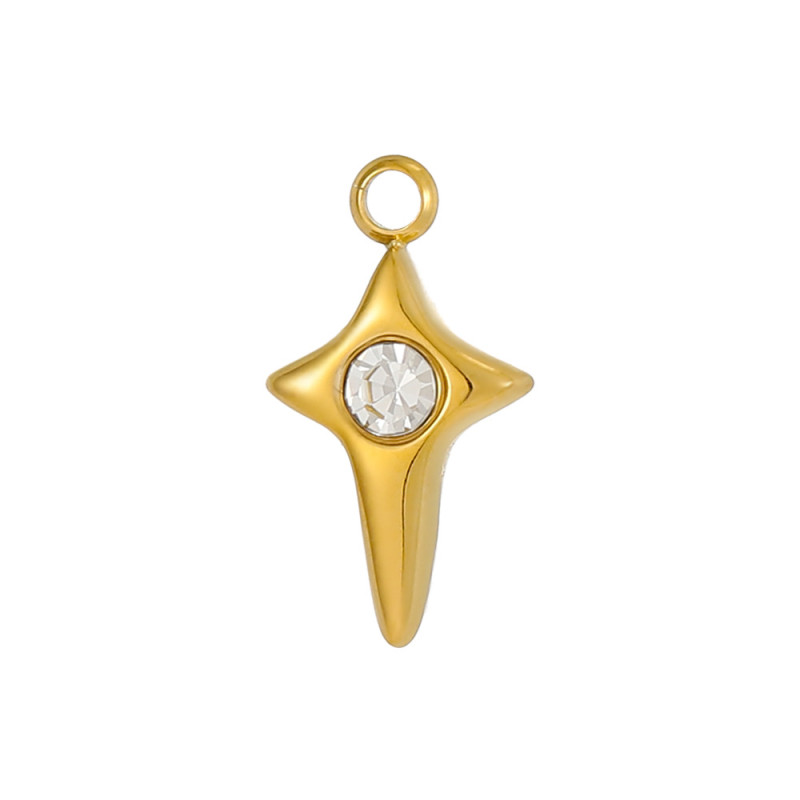 European and American INS Style Stainless Steel Small Dzi Beads Round Pendant Zircon Perforated Beads Pendant DIY Beading Accessories Wholesale