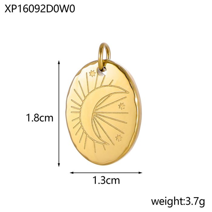 Sun Moon Retro Pattern Coin Sun Necklace Mid-Length Sweater Chain Titanium Steel 18K Gold Plated Dropshipping