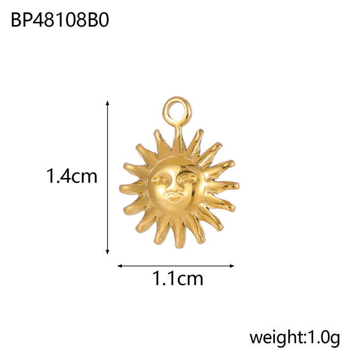 Cross-Border Hot Selling Retro Titanium Steel Sun Moon Small Pendant DIY Jewelry Necklace Bracelet Accessories Pendant