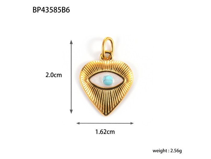 Vacuum Gold Plated Heart Devil's Eye Titanium Steel DIY Pendant Women's Eye Stainless Steel Heart Snake Necklace Pendant