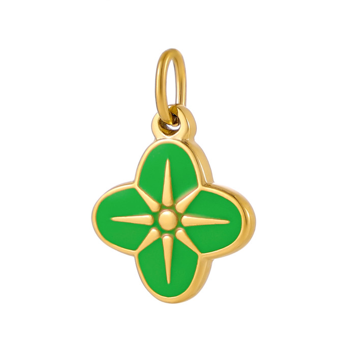 Cross-Border Colorful Oil Drop Flower DIY Stainless Steel Pendant Fresh Sweet Versatile Enamel Color Small Flower Jewelry Accessories