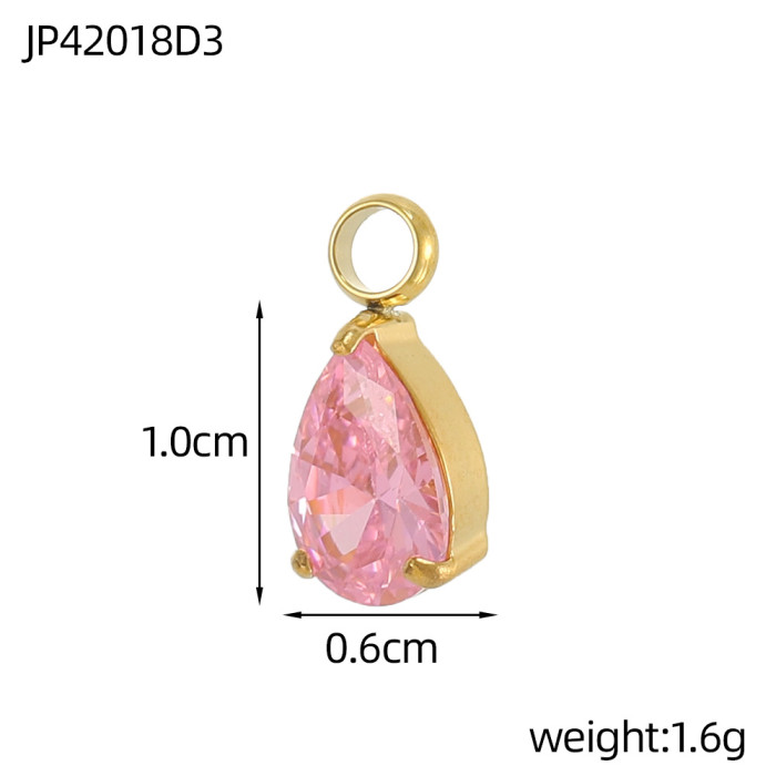 Colorful Micro Pave Single Zircon Water Drop Pendant DIY Simple Handmade Earrings Necklace Material Accessories Wholesale