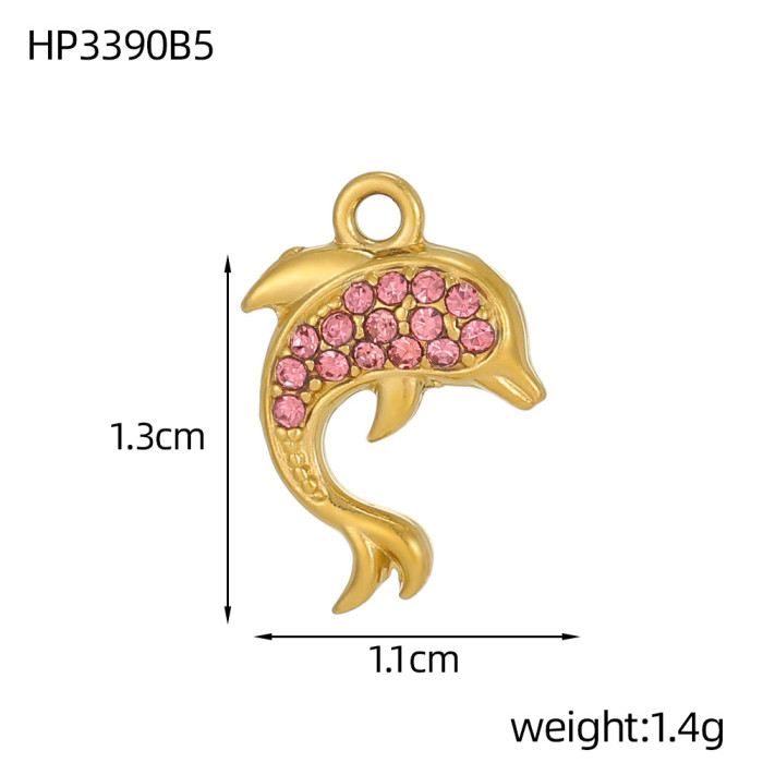 Ocean Style Micro Inlaid Zircon Seahorse Dolphin DIY Personalized Versatile Pendant European and American Fashion Accessories Pendant Jewelry Wholesale