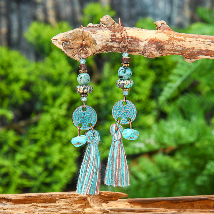 Amazon Hot Sale Ethnic Style Retro Vintage Earrings Set Bohemian Handmade Tassel Earrings Accessories Wholesale, Jewe...