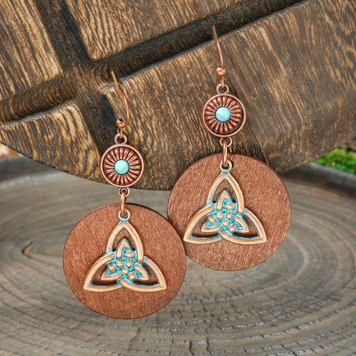 Vintage Coffee Color Earring Set Bohemian Style Fashion Creative Geometric Earrings Versatile Tassel Earrings, Jewelr...
