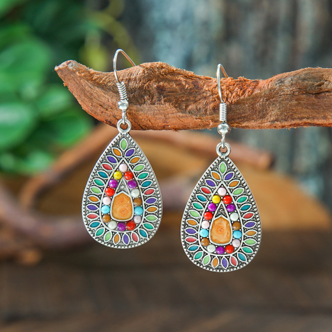Hot-Selling Retro Bohemian Style Fashion Water Drop Earrings European and American Trend Oil Drop Earrings Wholesale