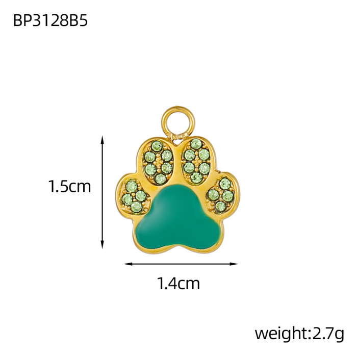 Hot-Selling Fashion Simple Light Luxury DIY Animal Bear Paw Stainless Steel Pendant Accessories Jewelry Wholesale, Ne...