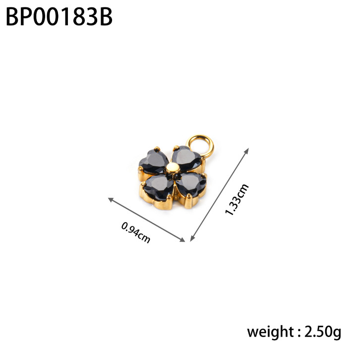 Korean Version of Niche Temperament Black and White Zircon Four-leaf Flower Light Luxury High-end Sense Accessories J...