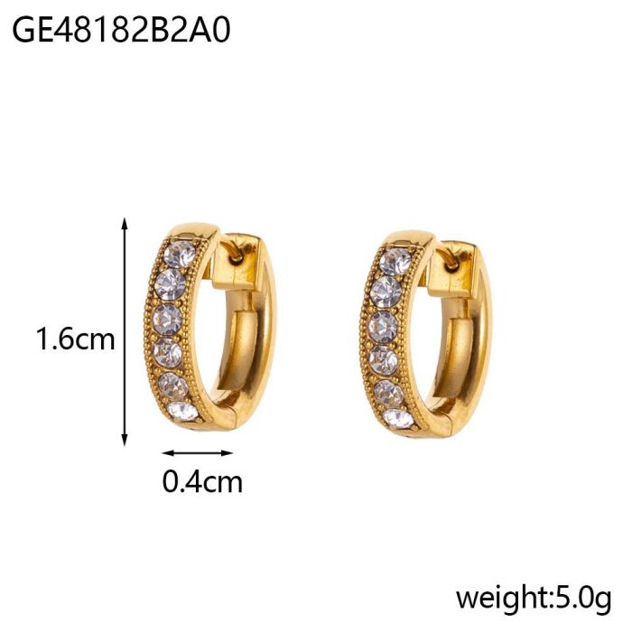 Light Luxury Elegant Row Stone Earrings for Women, Exquisite and Unique Gold and Steel Color Earrings