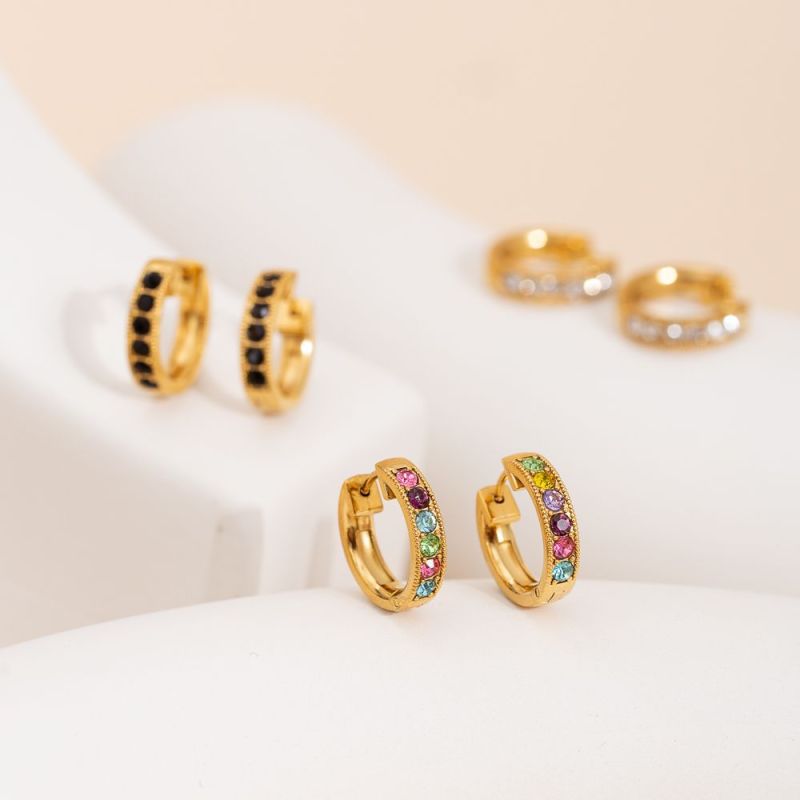Light Luxury Elegant Row Diamond Earrings for Women, Exquisite and Unique Gold and Steel Color Earrings