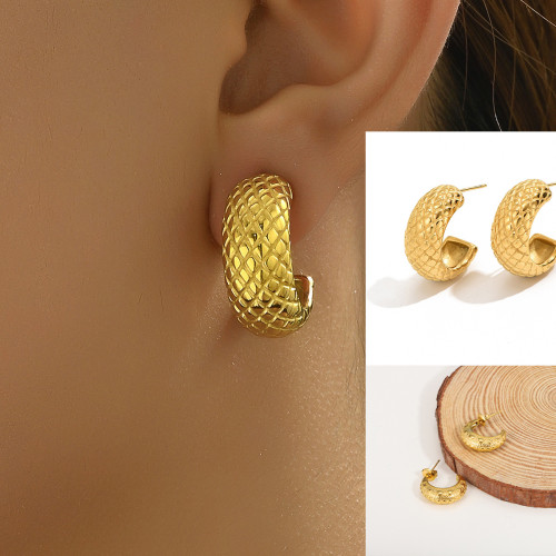 New INS Style Diamond Grid Stud Earrings Stainless Steel Metal Titanium Steel Earrings Jewelry Wholesale