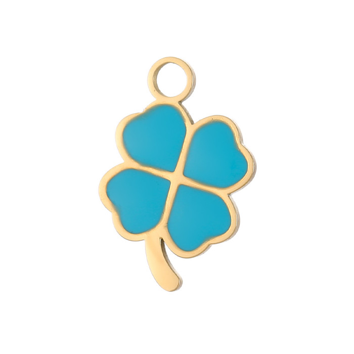 Colorful Stainless Steel Oil Drop Cute Shell Leaf Pendant DIY Bracelet Bag Charm Accessories Wholesale