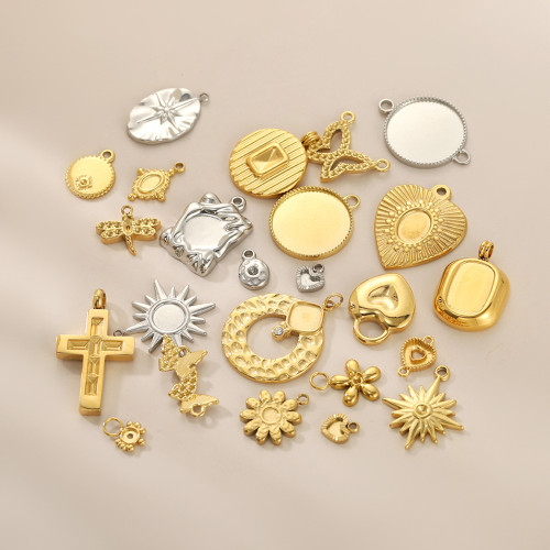 European and American Hot Sale Gold Vacuum Plating Butterfly Geometric Stainless Steel Pendant DIY Necklace Accessories Wholesale