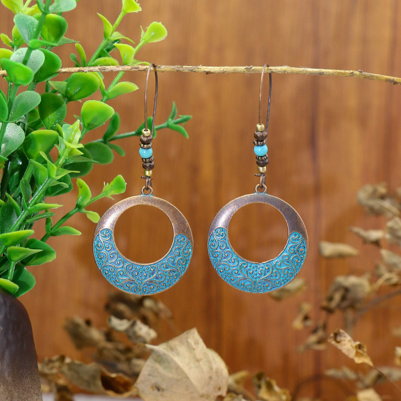 Bohemian Hippie Style Earrings Fashion Alloy Long Exaggerated Earrings Retro Vintage Women's Stud Earrings Jewelry