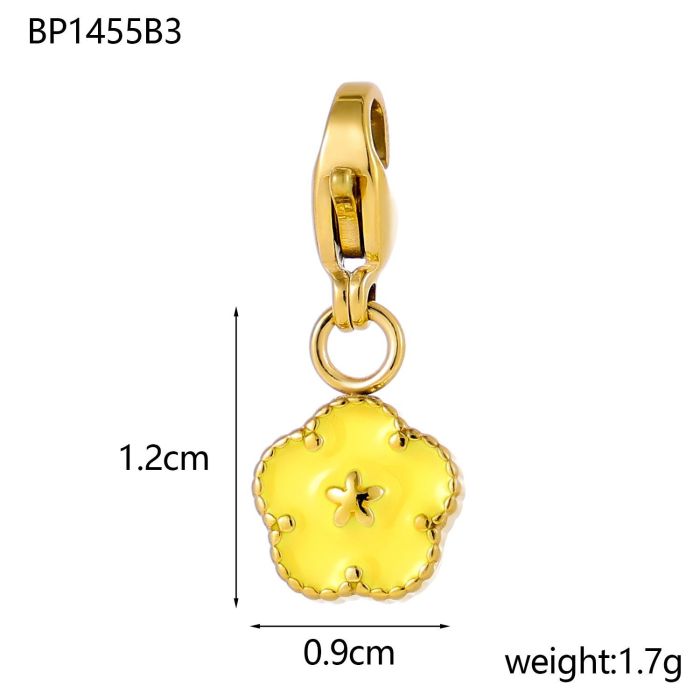 Cross-Border Colorful Oil Drop Flower DIY Stainless Steel Pendant Fresh Sweet Versatile Enamel Color Small Flower Jewelry Accessories