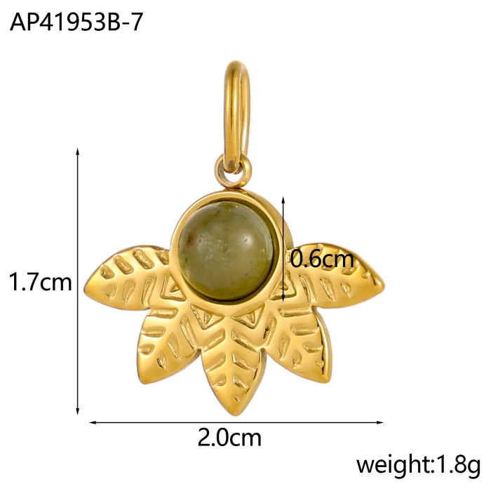 Hot Selling Stainless Steel Sun Natural Stone Pendant Necklace Accessories Jewelry Wholesale