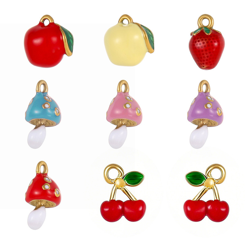 European and American Cross-Border Hot Selling Oil Drop Fruit Apple Series Small Pendant DIY Creative Jewelry Accessories Wholesale