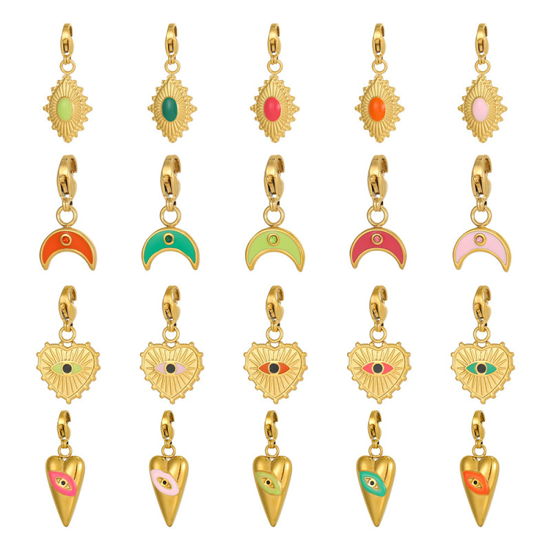 European and American Design Women's Hip-Hop Personality Trendy Stainless Steel Geometric Devil's Eye DIY Accessories Jewelry Wholesale