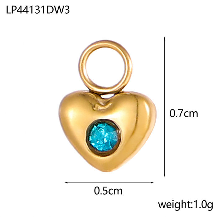 8 Colors DIY Colorful Zircon Heart Gold Small Pendant for Bracelet Necklace Earrings Copper Jewelry Accessories Whole...