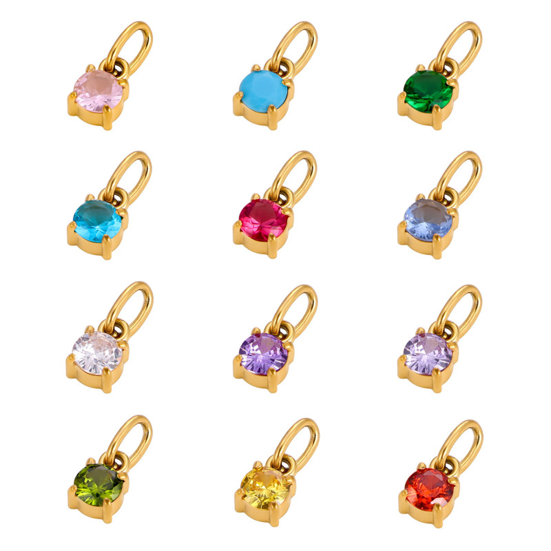 Cross-Border Hot Selling European and American Pendant Cubic Zirconia Accessories 12 Colors Available Matching Pendant Accessories DIY Necklace Hand