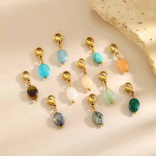 Cross-Border Hot Selling Fashion Simple DIY Pendant Accessories 11 Colors Natural Stone Accessories Hanging Circle Chain Accessories Wholesale
