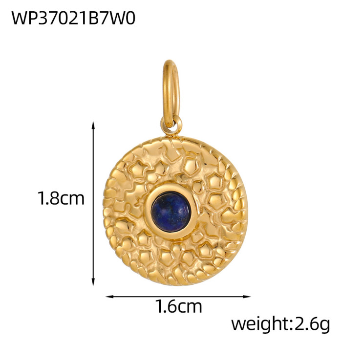 Cross-Border European Style Light Luxury Women's Necklace Stainless Steel Inlaid with Natural Stone Geometric Accessories Ins Style Color-Retaining Jewelry