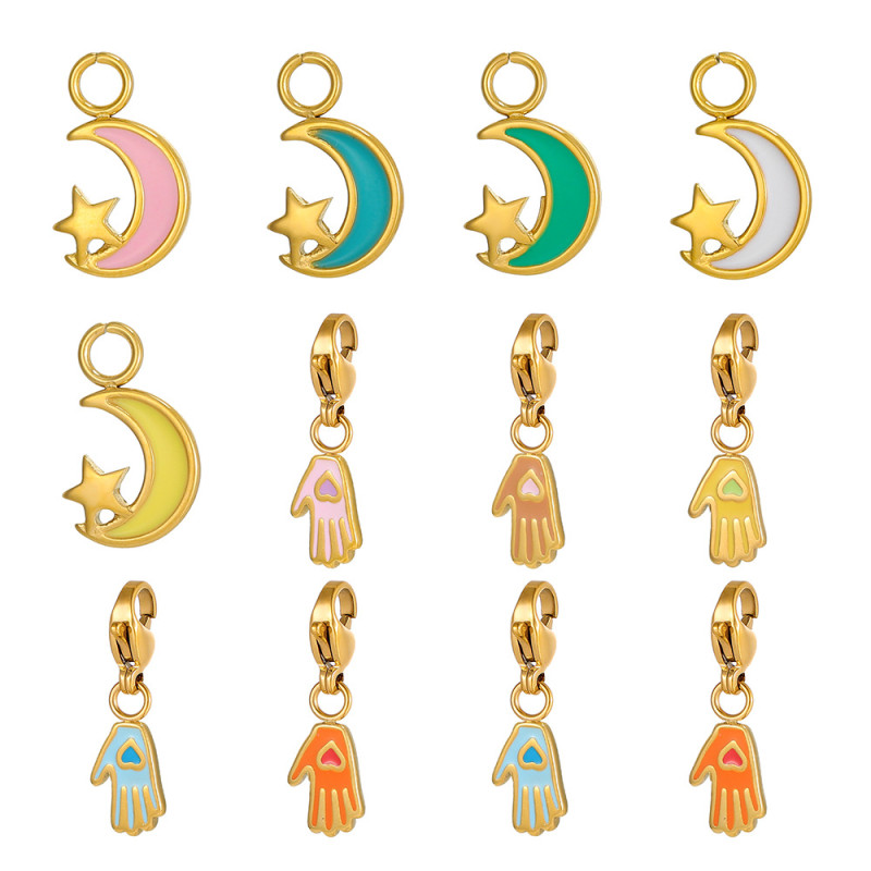 European and American Cross-Border Trend Micro-Inlaid Zircon Star Moon Pendant Accessories Handmade Necklace Bracelet Earrings Versatile Pieces