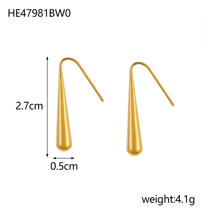 Water Drop Ear Hook Stainless Steel 18K Gold Plated Titanium Steel Gourd High-End Angel's Tear Pendant Earrings