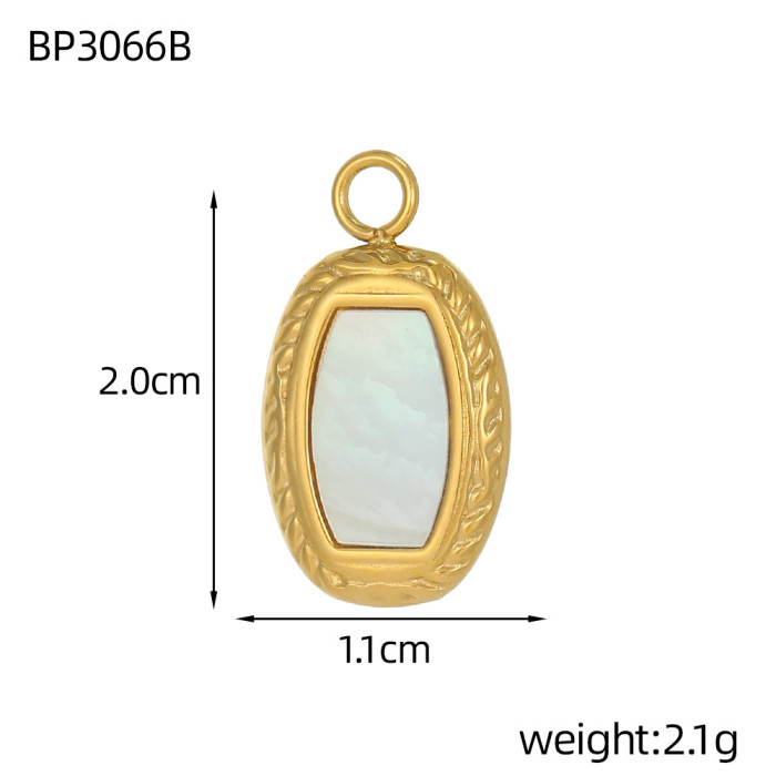European and American Retro French Style Irregular Stainless Steel Inlaid White Shell Color Shell Simple DIY Pendant Jewelry Necklace Accessories
