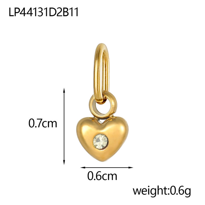 Heart Pendant with Peach Heart Design, December Birthstone Micro Pave Zircon, Handmade DIY Stainless Steel Accessorie...