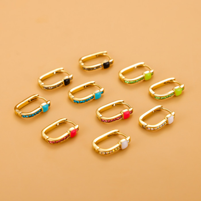 Cross-Border European and American Hot Selling Niche Unique Design High-End Micro-Inlaid Colorful Gemstone Earrings Jewelry Wholesale