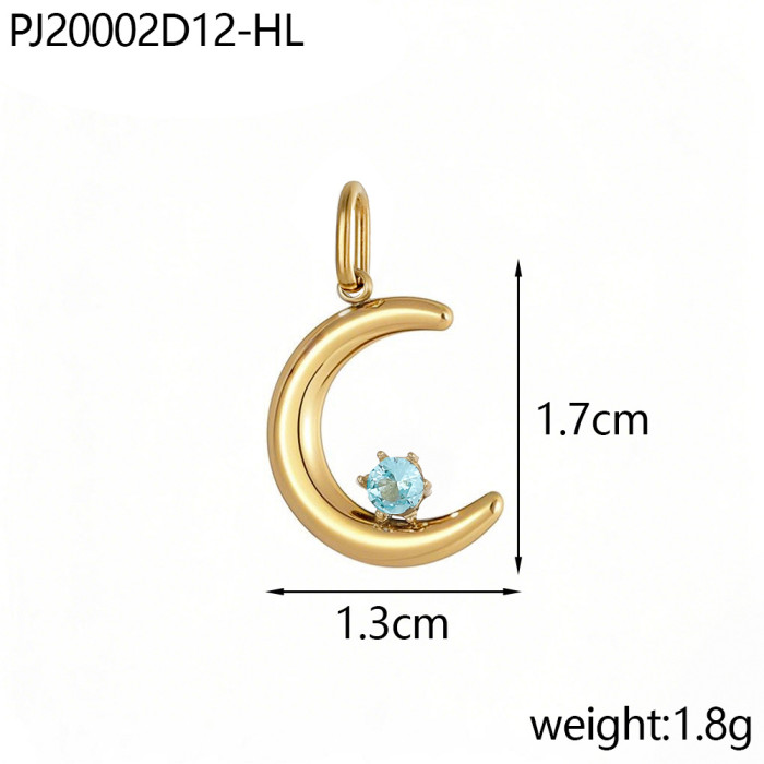Cross-Border Hot Selling Stainless Steel Accessories Moon Zircon Flower Geometric Pendant DIY Jewelry Wholesale