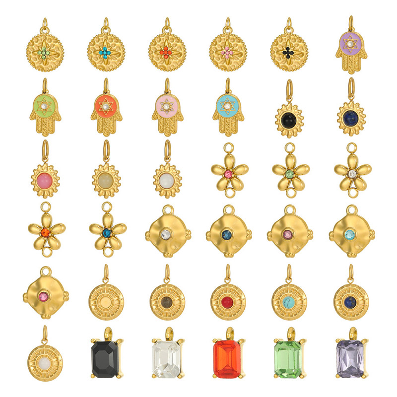 European and American Cross-Border Hot Sale Heart Moon DIY Pendant Eye Heart Female Stainless Steel Jewelry Accessories Wholesale