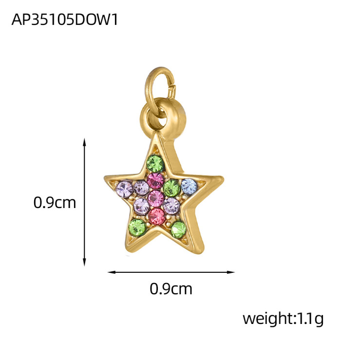 Amazon European and American Cross-Border DIY Jewelry Accessories Micro-Inlaid Pentagram Star Small Pendant Accessories Wholesale