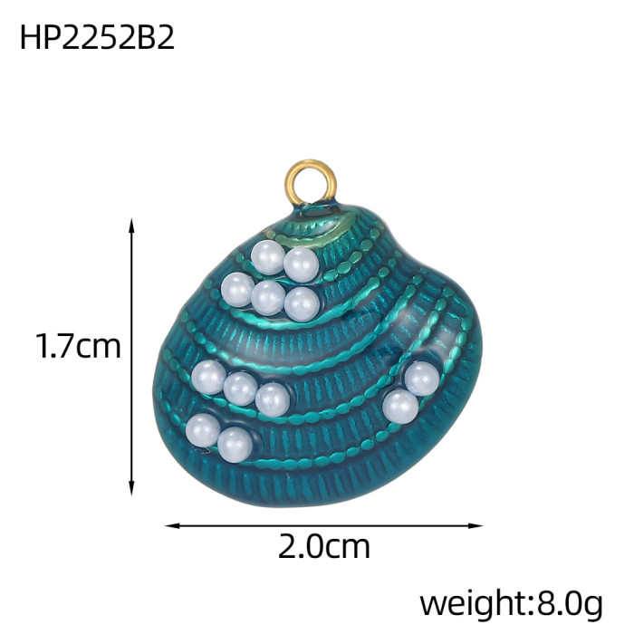 Ocean Jewelry Accessories Colorful Shells Starfish Conch Stainless Steel Accessories DIY Pendant Necklace Jewelry Wholesale