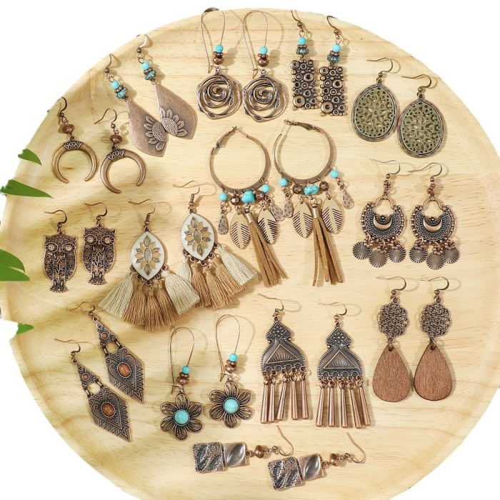 Autumn and Winter New Melad Color Series Fashion Retro Earrings Bohemian Style Design Versatile Ear Accessories Wholesale