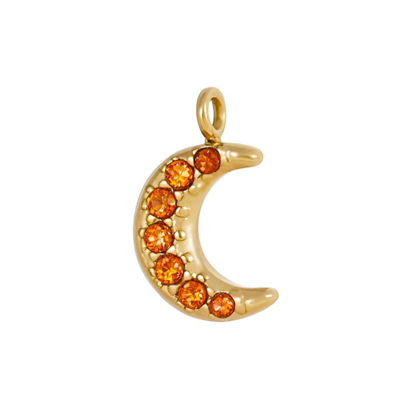 European and American Cross-Border Hot Sale New Exquisite Zircon Moon Stainless Steel Pendant Jewelry DIY Accessories Wholesale