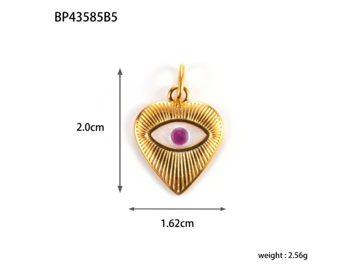 Vacuum Gold Plated Heart Devil's Eye Titanium Steel DIY Pendant Women's Eye Stainless Steel Heart Snake Necklace Pendant