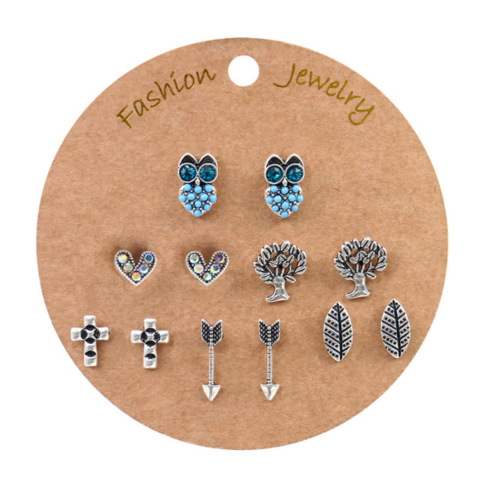 New Earrings Bohemian Gold Large Hoop Tassel Earrings Stud Set 6 Pairs Wholesale, Jewelry Sets