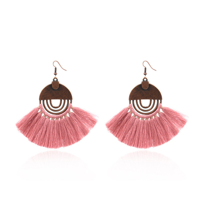 Style Bohemian Tassel Earrings Fashion Hollow Fan-shaped Earrings Women's Jewelry Wholesale